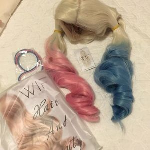 WIF woven high quality wig for Harley Quinn cospla